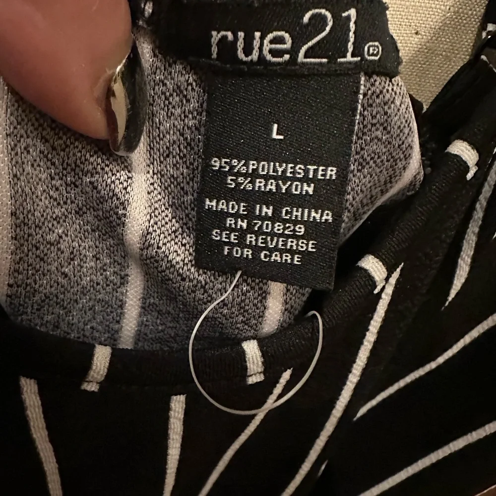Rue21 Striped Wide Leg Jumpsuit Size Large Black Spaghetti Strap